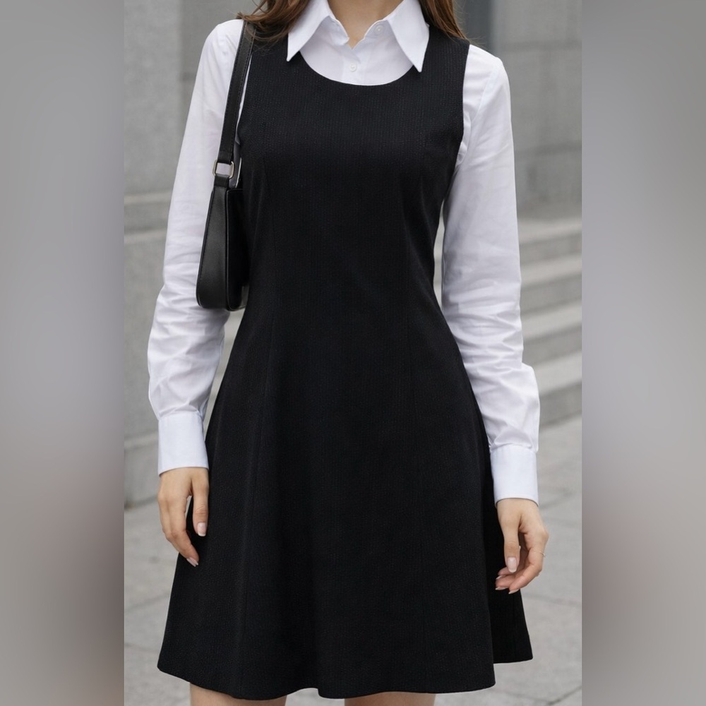 Vintage Y2K | Whistles Black Mini Dress | Made in UK | 90s Minimalist Preppy